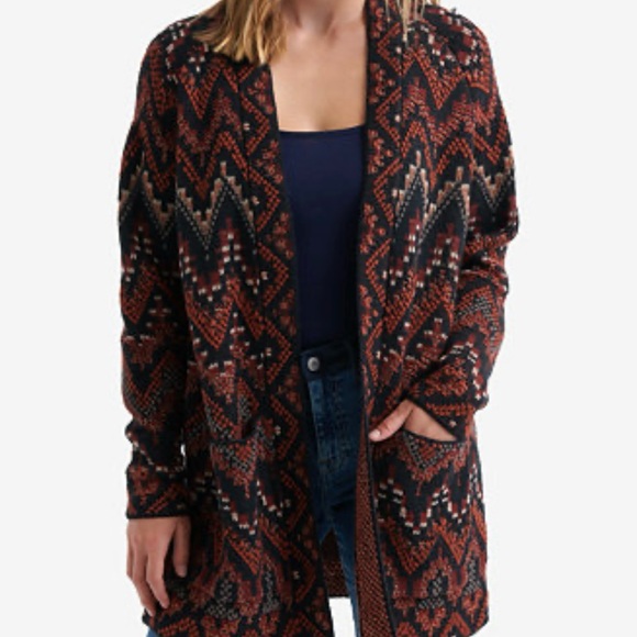 Lucky Brand Tribal Print Wool Blend Sweater Cardigan - Picture 4 of 9